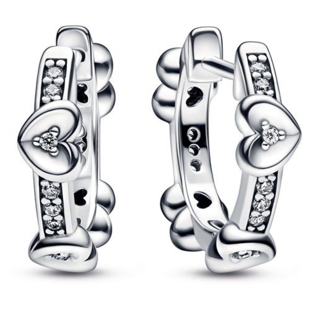 Pandora Radiant Sparkling Hearts Hoop Earrings